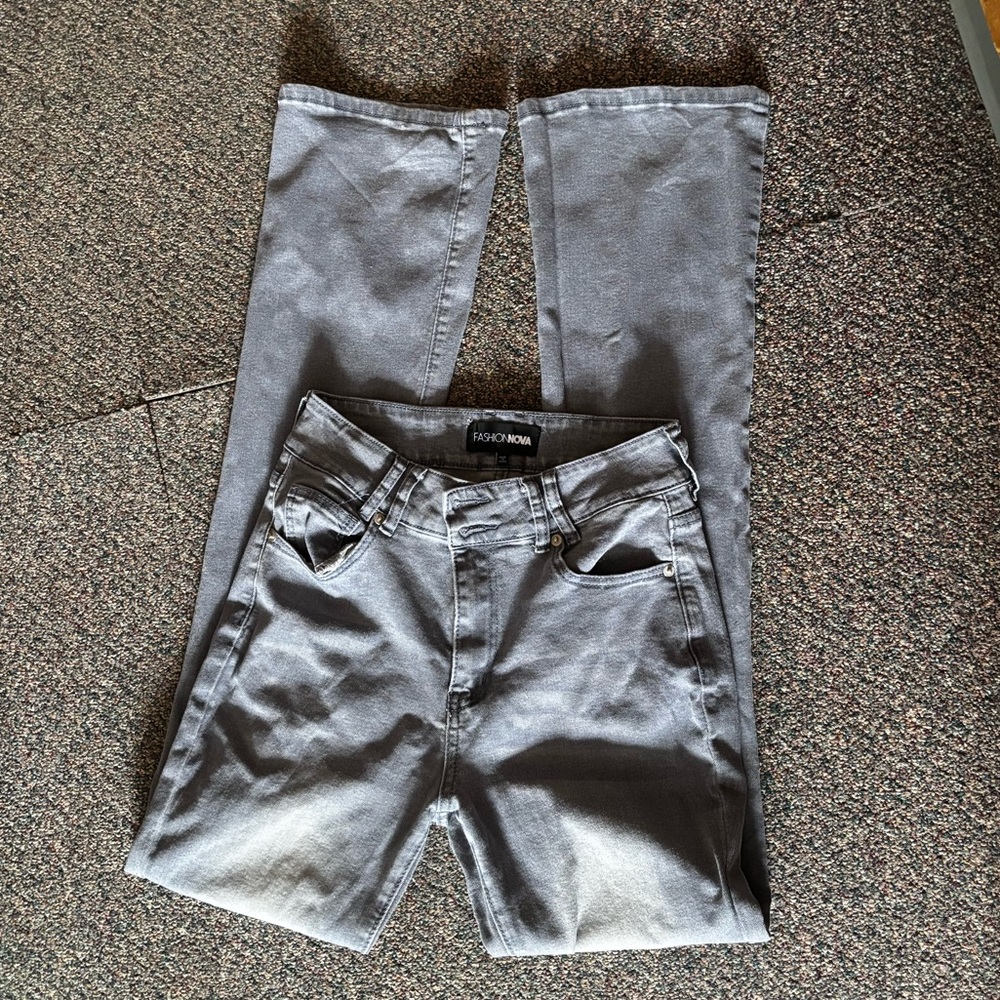 Fashion Nova Gray Flare & Wide Leg Jeans